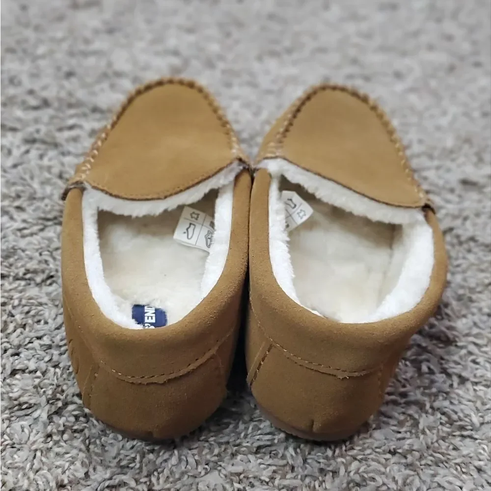 Lands' End Kids Camel Suede Slippers